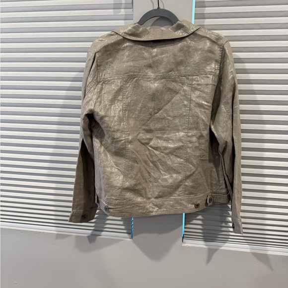 Metallic Tan Linen Jacket - Picture 4 of 5